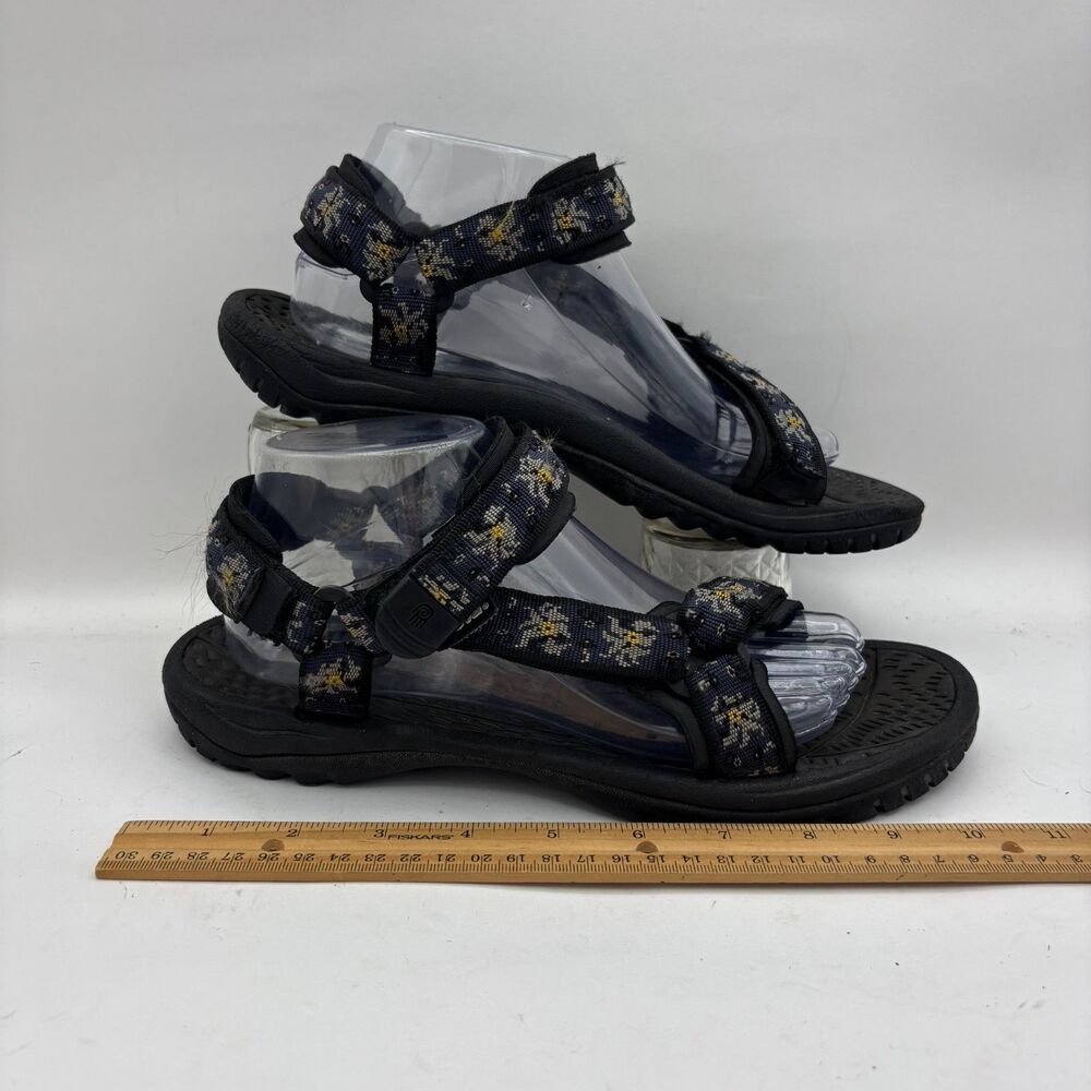 Teva Hurricane 4 Sport Sandals Women Size 9 Japanese Flower Navy Blue Black - Picture 2 of 8